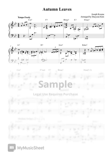 Joseph Kosma Autumn Leaves Partitura By Daeyoun Kim