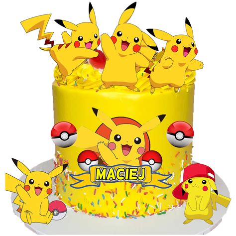 Op Atek Na Tort Pikachu Pokemon Postacie Szt Imi Napis Zestaw