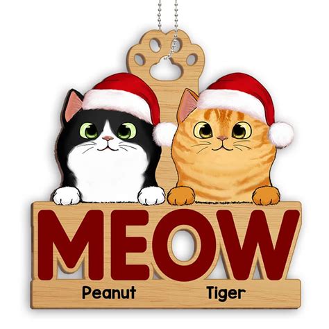 Fluffy Cats Meow Christmas Personalized Wooden Ornament Trendingcustom™️