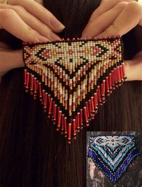 Sale Beautiful Red Native Style Beaded Barrette Loom Beading Bead