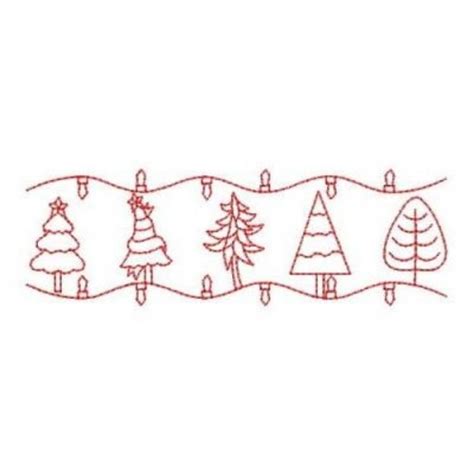 Redwork Christmas Tree Border Machine Embroidery Design Embroidery