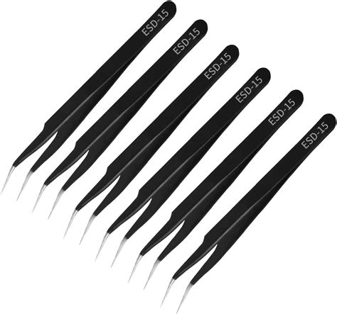 Amazon Ohamtes Pcs Esd Black Thickened High End Tweezers Anti