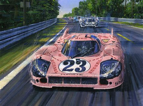 1971 Porsche 91720 The Pink Pig By Nicholas Watts Auto Racing Art