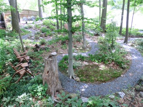 Gravel Pathway Is A Wooded Landscape Destination Sitting Area