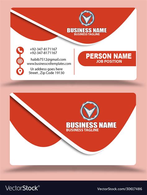 Simple Red Business Cards Design Psd Royalty Free Vector