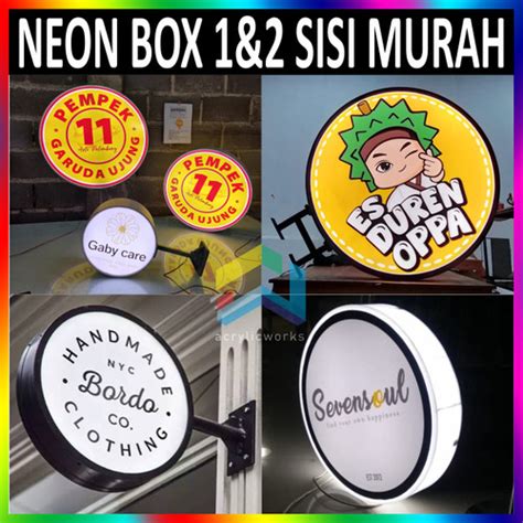 Jual Neon Box Bulat 2 Sisi Nyala LED Full Acrylic Dan PVC Premium Murah