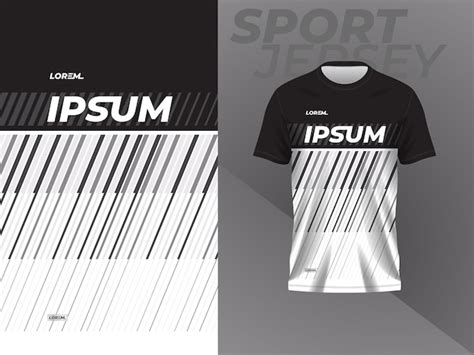 Premium Vector | Black and white jersey mockup template design for sport shirt