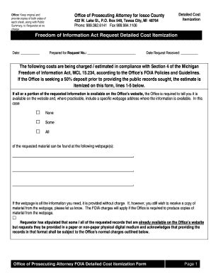 Fillable Online FOIA Cost Worksheet County 5 6 2015doc Fax Email