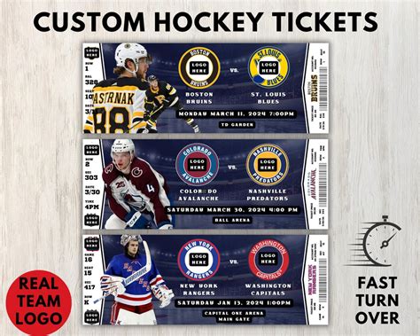 Hockey Tickets, Custom Hockey Tickets, Sports Tickets, Hockey Game Tickets, Event Gift, Sports ...