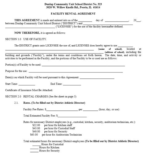 Church Facility Rental Agreement Template