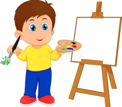 Cartoon Boy Painting Stock Vector Illustration Of Caucasian 95044652