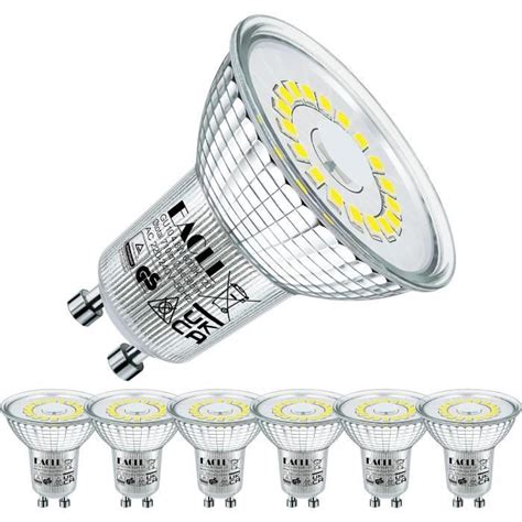 Ampoule Led Gu10 Blanc Froid 4 8w Remplace Halogène 75w Lot De 6 585