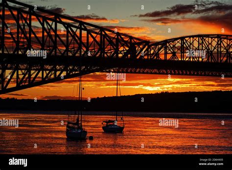 Sunset Behind The Pont Du Quebec Quebec City Canada Stock Photo Alamy