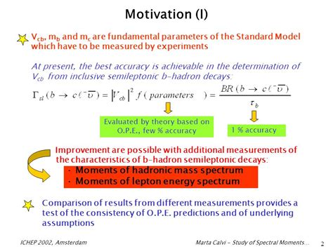 Ichep Amsterdam Marta Calvi Study Of Spectral Moments Study