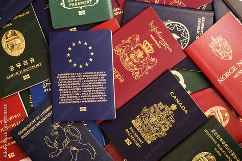 Mixed Biometric Passports Of Many Countries Of The World In The