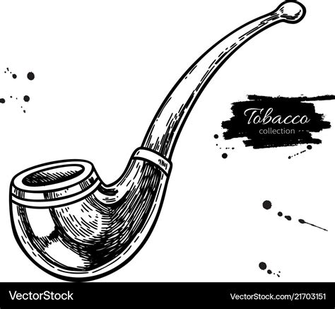 Tobacco Pipe Drawing Hand Drawn Vintage Royalty Free Vector