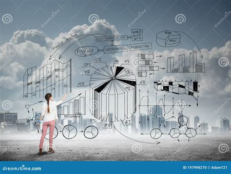Girl Sketching Infographs Stock Photo Image Of Infograph 197998270
