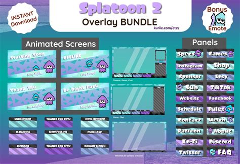 Splatoon 2 Stream Overlay Package Animated Screens Overlays