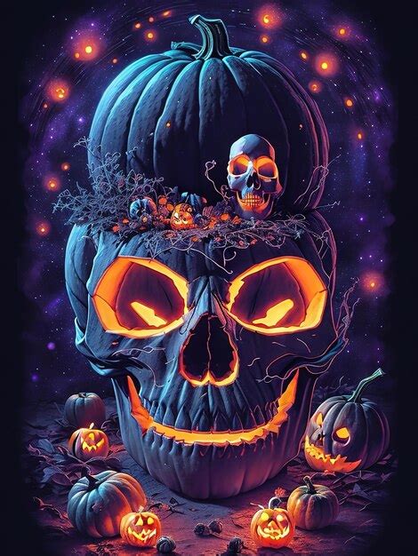 Premium Photo Spooky Skull Halloween Pumpkin Creepy Delight For The Night