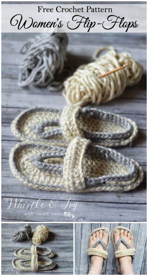 22 Crochet Slippers Boot Shoes Flip Flops Free Patterns DIY