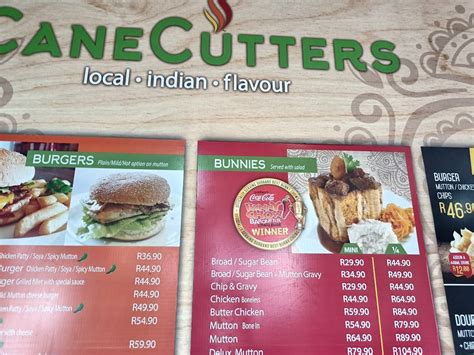 Menu At Canecutters Glenwood Restaurant Durban Helen Joseph Rd