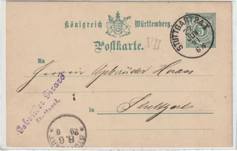 Postkarte Ganzsache K Nigreich W Rttemberg Pfennig Gebr Der