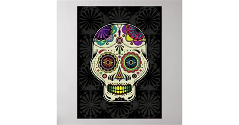 Sugar Skull Day Of The Dead Art Poster Zazzle