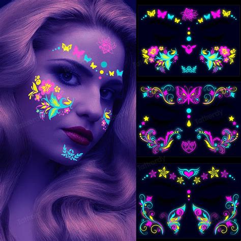 Uv Tattoo Ink Clear Glow In Dark Fake Tattoo Stickers Butterfly Jewery