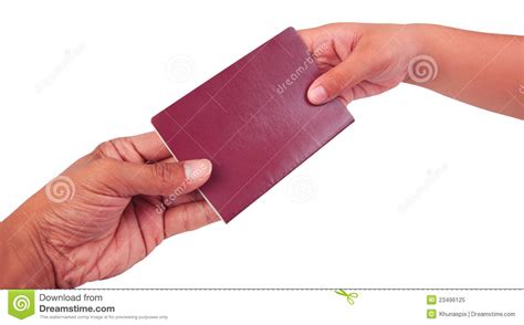 Hand To Hand And Holding Red Passport Stock Image Image Of Authority