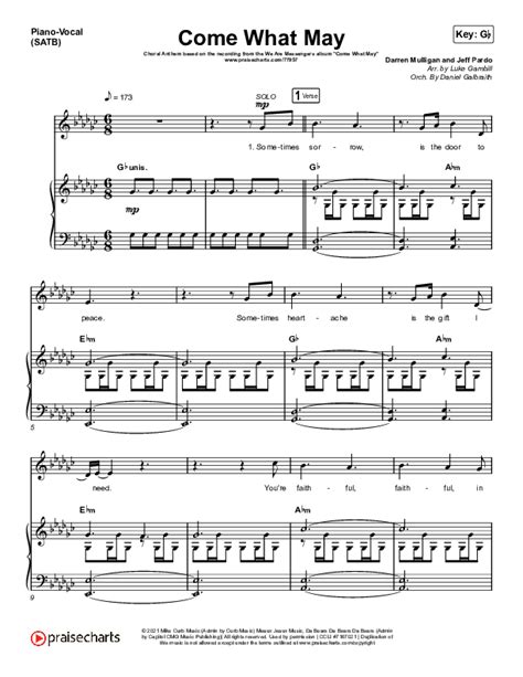 Come What May Choral Anthem Satb Sheet Music Pdf We Are Messengers Arr Luke Gambill