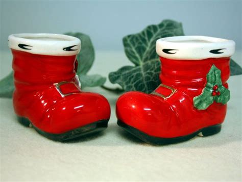 Lefton Teeny Tiny Santa Boots Ceramic Vintage Holiday Etsy Santa Boots Vintage Holiday