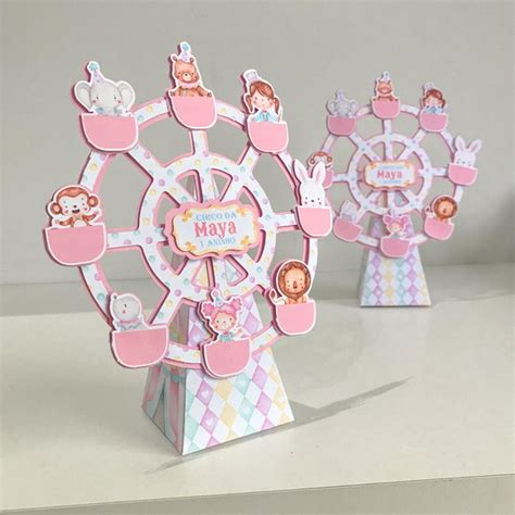 Roda Gigante Personalizada Circo Rosa Aquarela Elo