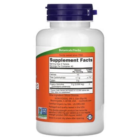 Now Foods Certified Organic Spirulina Double Strength Mg