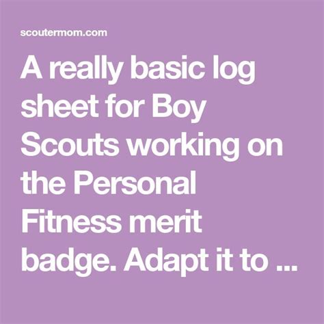 Personal Fitness Merit Badge Log Sheet | Scouter Mom | Merit badge ...