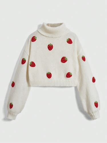 Romwe Kawaii Womens Strawberry Pattern Sweater Ebay