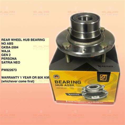 X SERIES GKBA 2004 PROTON WAJA REAR WHEEL HUB BEARING PERSONA SATRIA