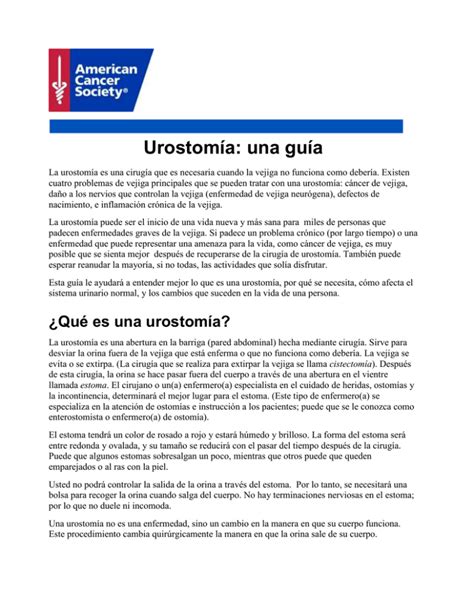 Urostom A Una Gu A American Cancer Society