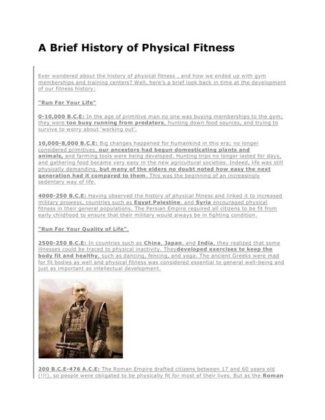 A Brief History Of Physical Fitness Pdf Physical Fitness Muscle