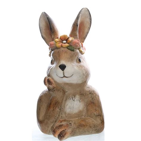 Putziger Origineller Osterhase Als B Ste Mit Blumenkranz Keramik Bema