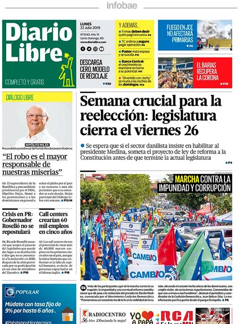 Diario Libre Republica Dominicana 22 De Julio De 2019 Infobae