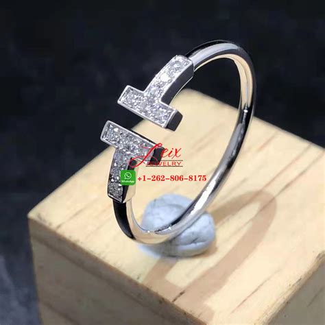 Custom Made Tiffany 18k White Gold T Diamond Wire Ring Real 1 1 High