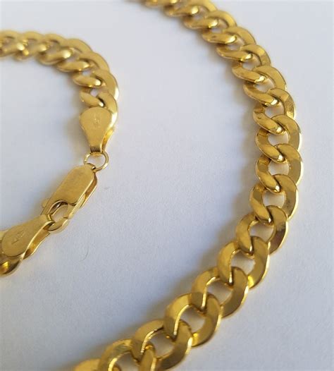 10k Yellow Gold Semi Hallow Cuban Chain 24 Inches Long 6 Mm Wide Ebay