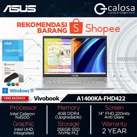 Jual Asus Vivobook A Ka Fhd N Ram Gb Gb Ssd Gb Gb