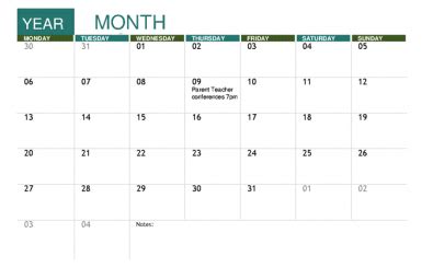 Monthly Academic Calendar Template | Excel Templates