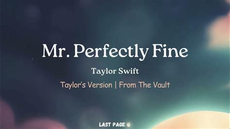 Taylor Swift Mr Perfectly Fine Taylors Version From The Vault