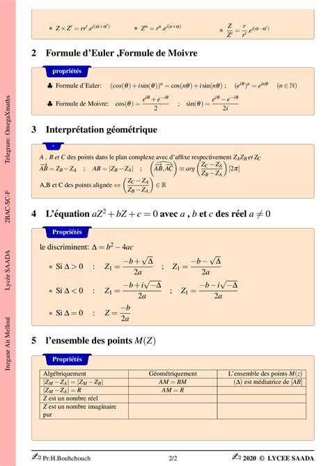 Nombres complexes 1 2 Résumé de cours 8 AlloSchool