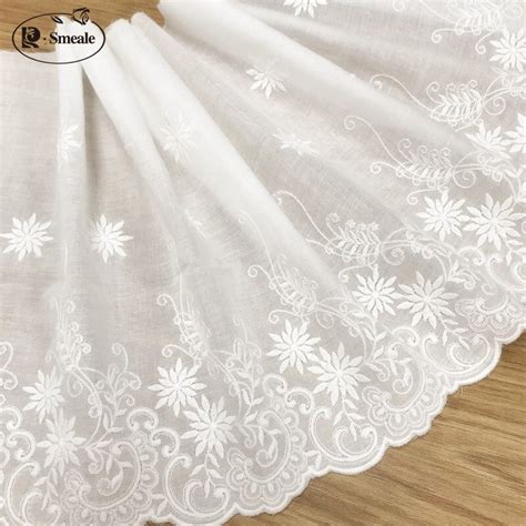 5 jardas lote renda bordada algodão branco requintado roupa diy