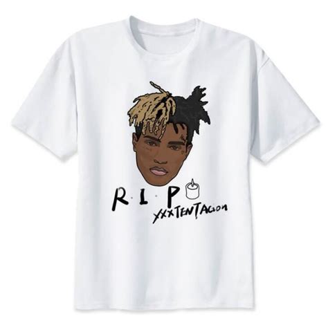 Xxxtentacion Mens Summer Short Sleeve T Shirts Crew Neck White Tshirts R I P Character Print Hip