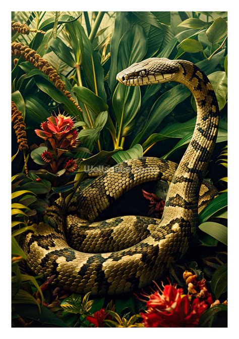 Snake In Jungle Print By Maria Salomon | Wallsauce UK