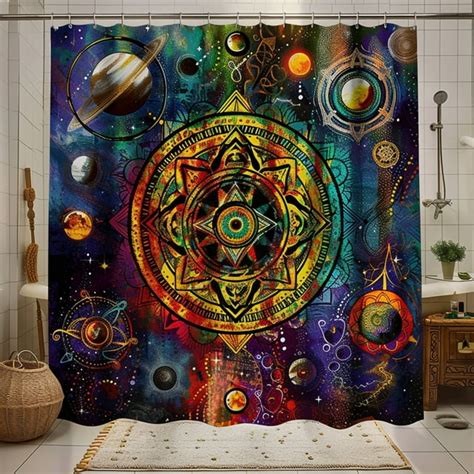 Boho Tribal Mandala Shower Curtain Sacred Geometry And Yoga Theme